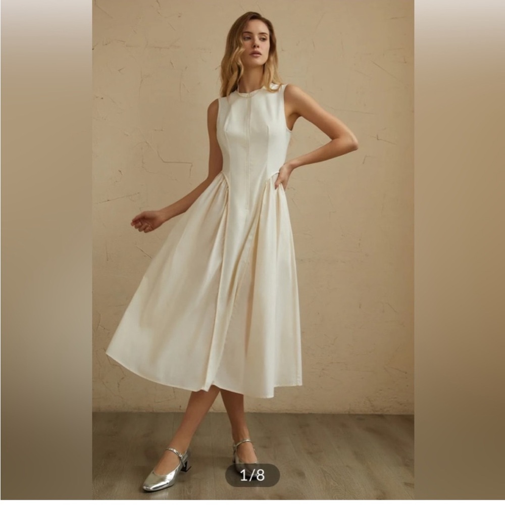 Elegant Cream Midi Dress